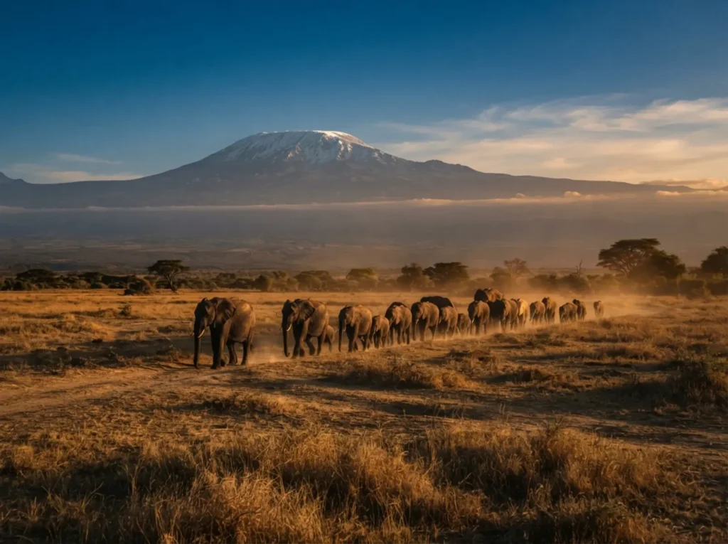 amboseli-elephants-kilimanjaro-couples-safari